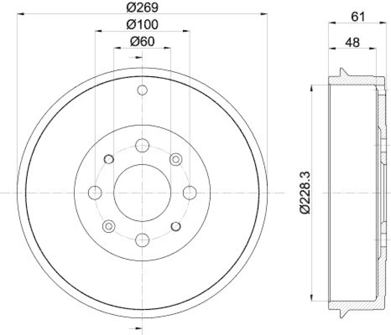 HELLA 8DT 355 300-651 Bremstrommel für OPEL/FIAT