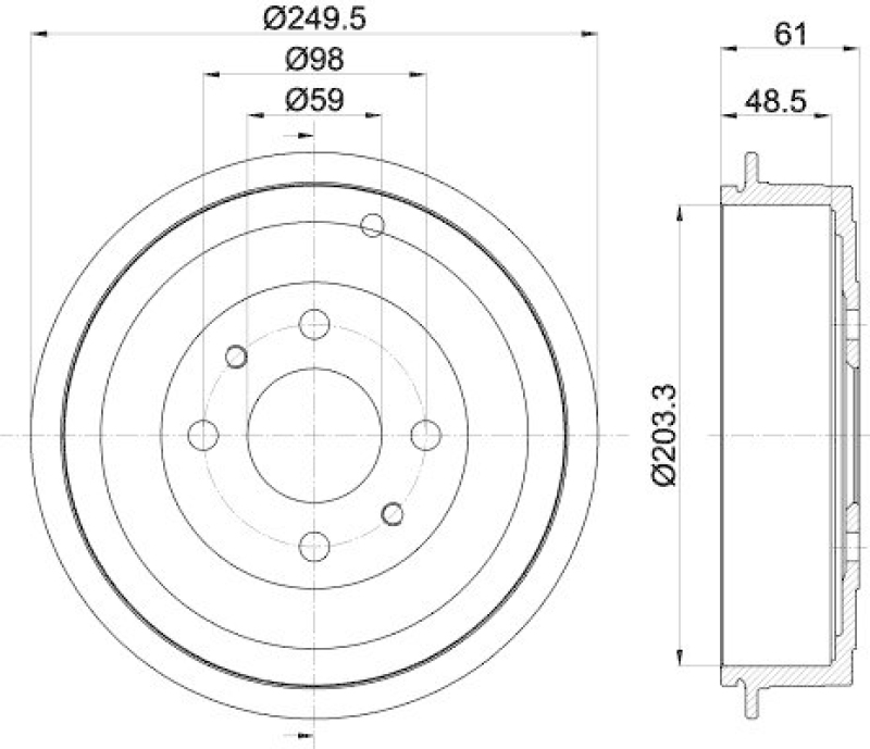 HELLA 8DT 355 301-421 Bremstrommel für FIAT/ALFA/LANCIA