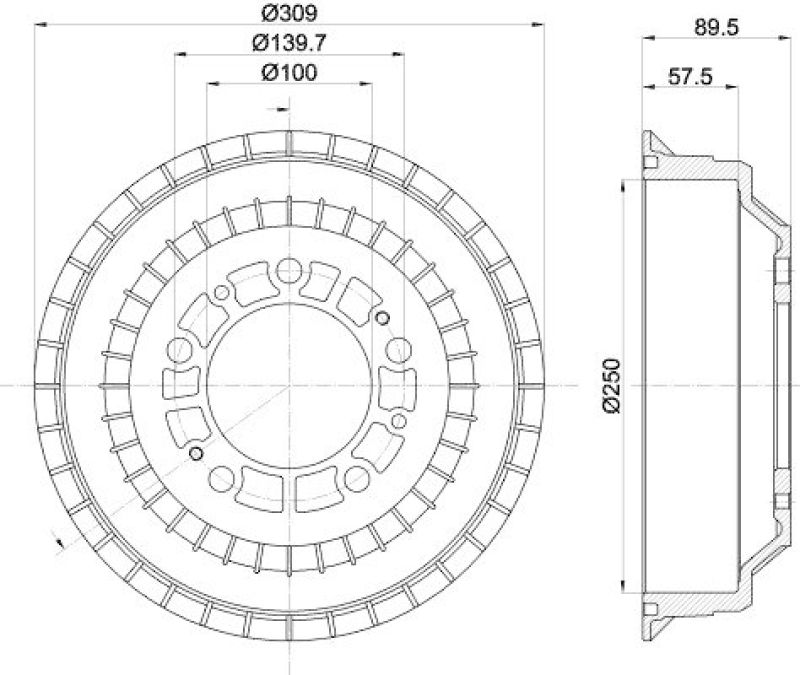 HELLA 8DT 355 301-991 Bremstrommel f&uuml;r LADA