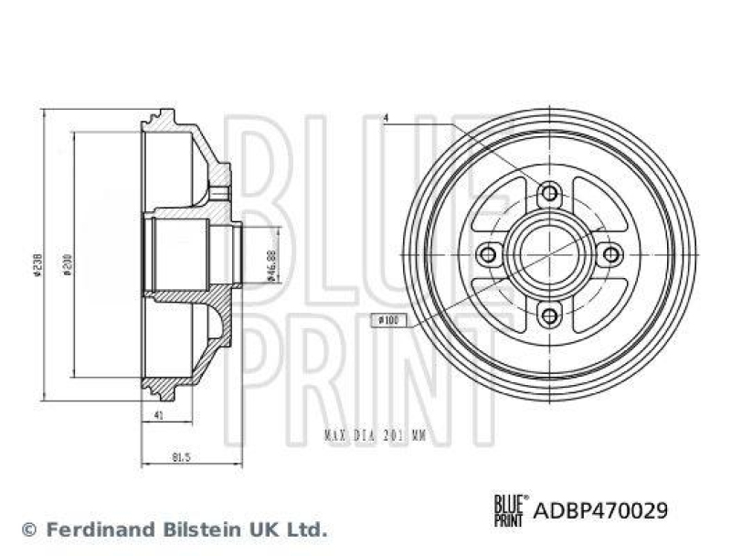 BLUE PRINT ADBP470029 Bremstrommel f&uuml;r SUZUKI