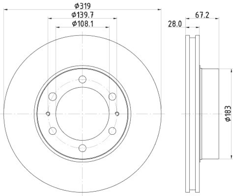 HELLA 8DD 355 117-261 Bremsscheibe f&uuml;r CHANGAN (CHANA)/TOYOTA