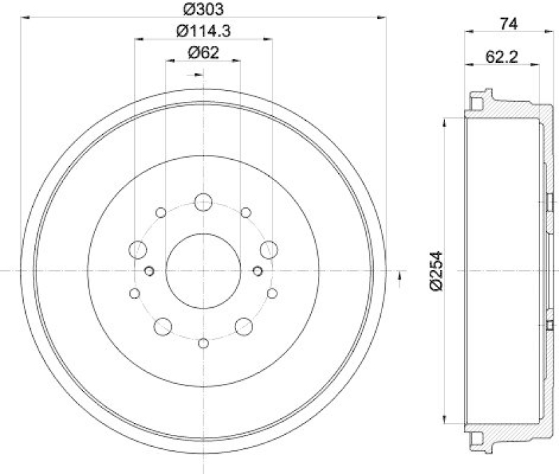 HELLA 8DT 355 302-511 Bremstrommel f&uuml;r TOYOTA