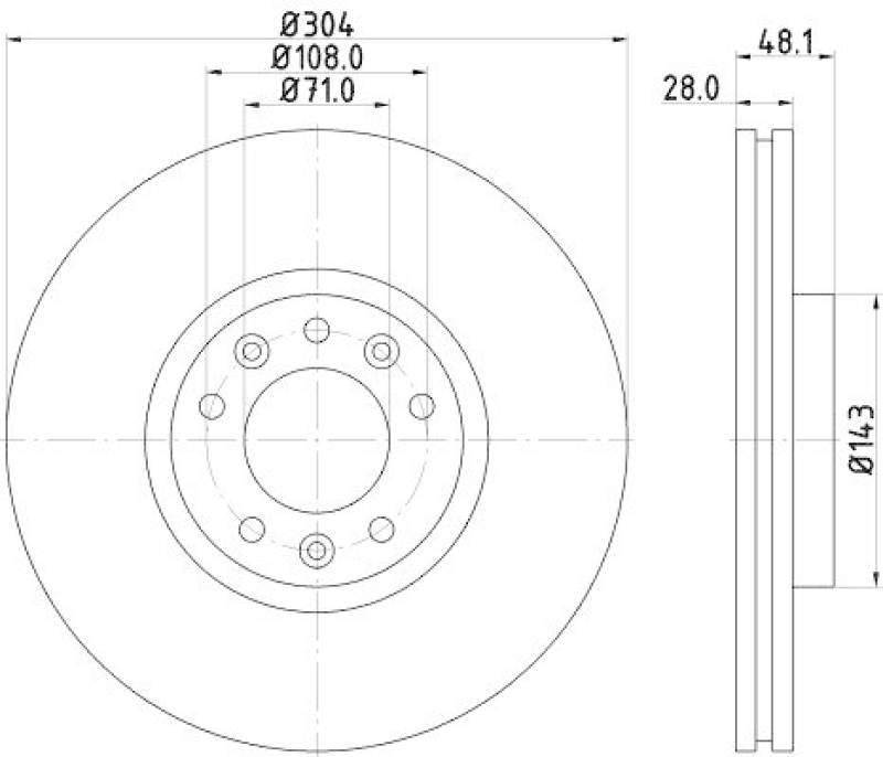 HELLA 8DD 355 117-331 Bremsscheibe f&uuml;r PEUGEOT