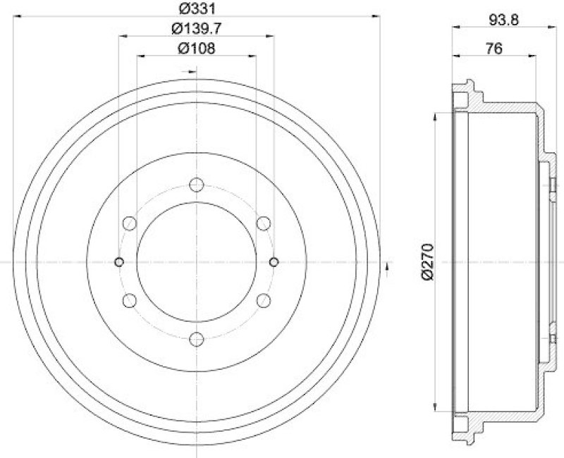 HELLA 8DT 355 302-611 Bremstrommel f&uuml;r MITSU.