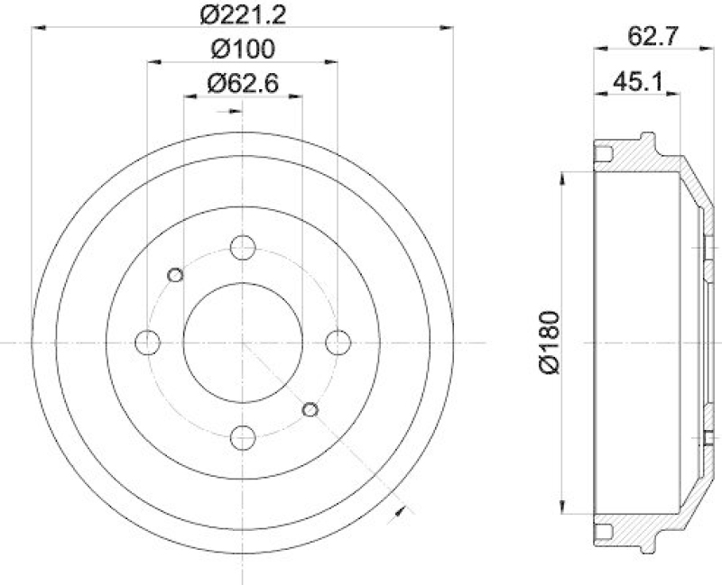 HELLA 8DT 355 302-681 Bremstrommel f&uuml;r HYUNDAI