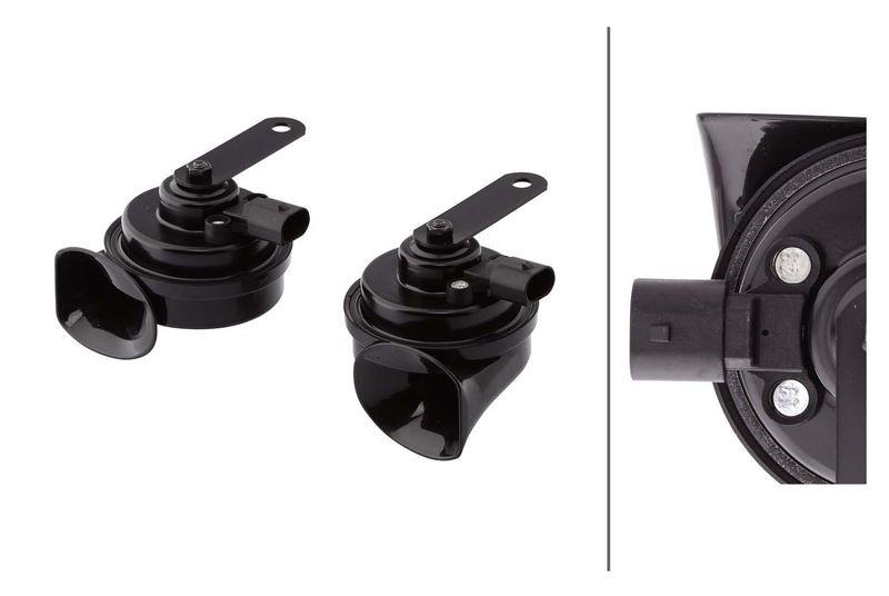 HELLA 3FH 012 010-041 Trompetenhorn TE26Set 12V 110dB A 400/500Hz 2-Klang