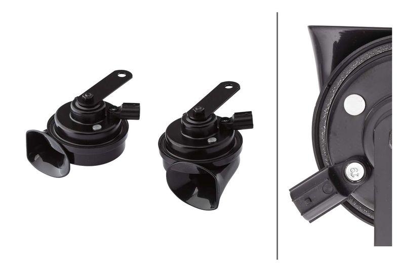 HELLA 3FH 012 010-121 Trompetenhorn TE26Set 12V 110dB A 400/500Hz 2-Klang