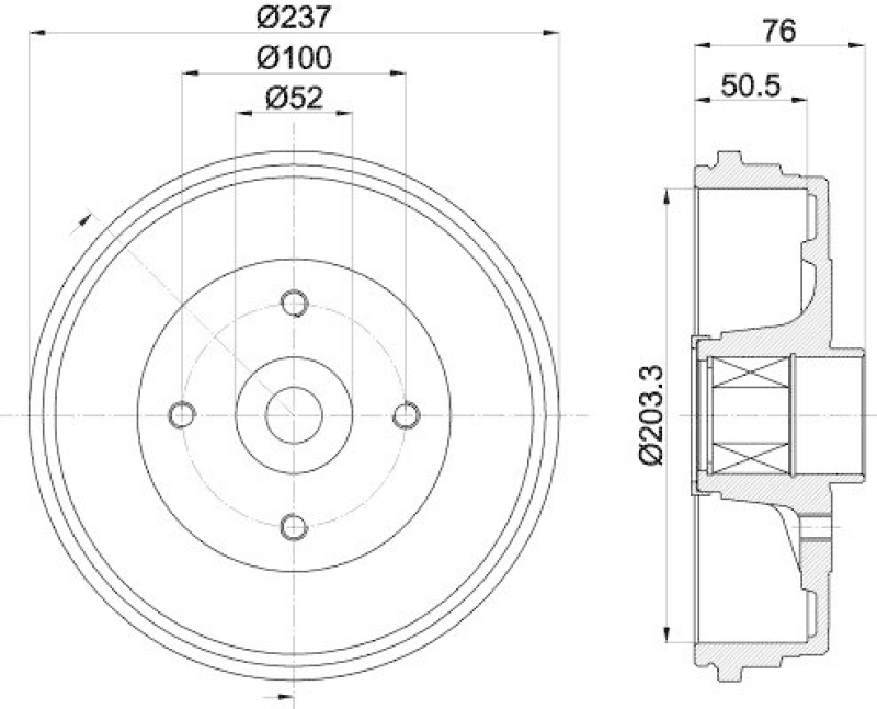 HELLA 8DT 355 302-761 Bremstrommel f&uuml;r RENAULT