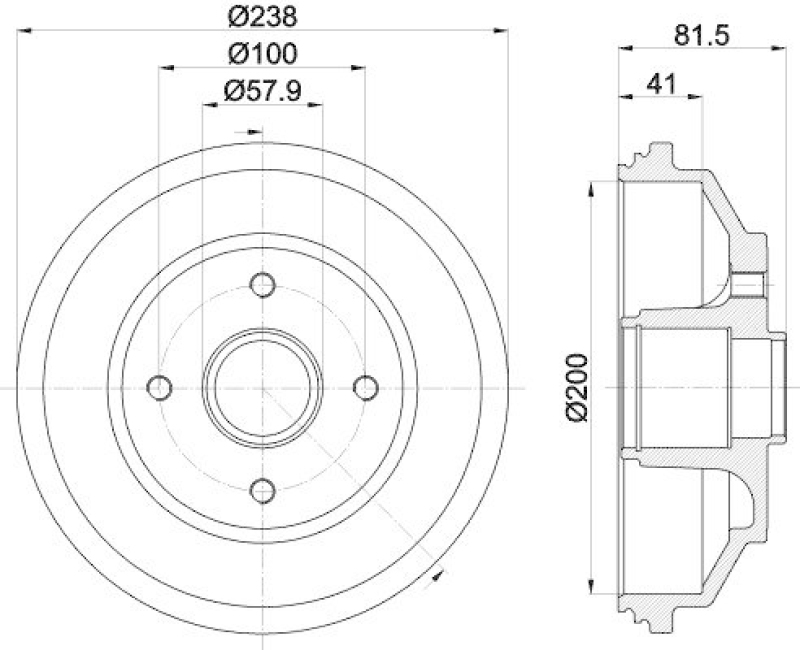 HELLA 8DT 355 302-931 Bremstrommel f&uuml;r SUZUKI