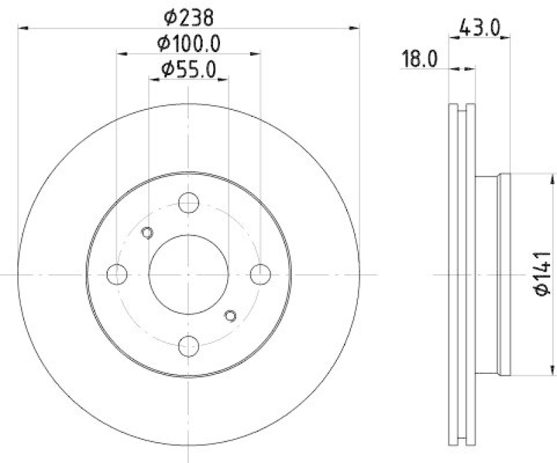 HELLA 8DD 355 104-781 Bremsscheibe f&uuml;r TOYOTA