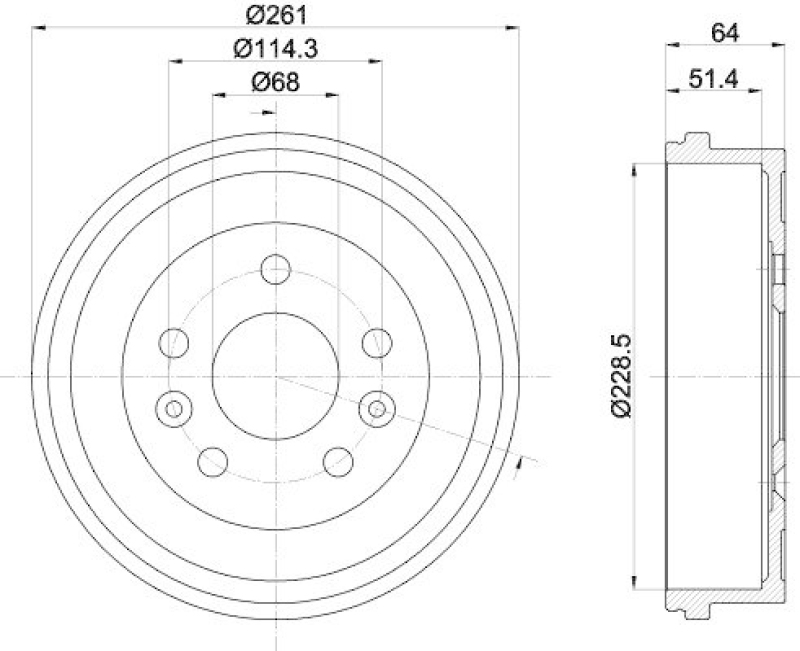 HELLA 8DT 355 303-151 Bremstrommel