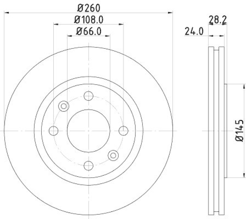 HELLA 8DD 355 105-031 Bremsscheibe f&uuml;r PEUGEOT