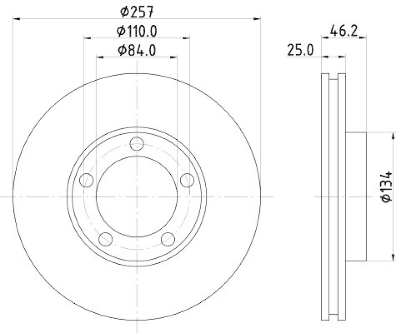HELLA 8DD 355 105-181 Bremsscheibe f&uuml;r VW/TOYOTA
