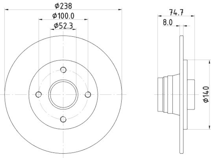HELLA 8DD 355 105-271 Bremsscheibe für RENAULT