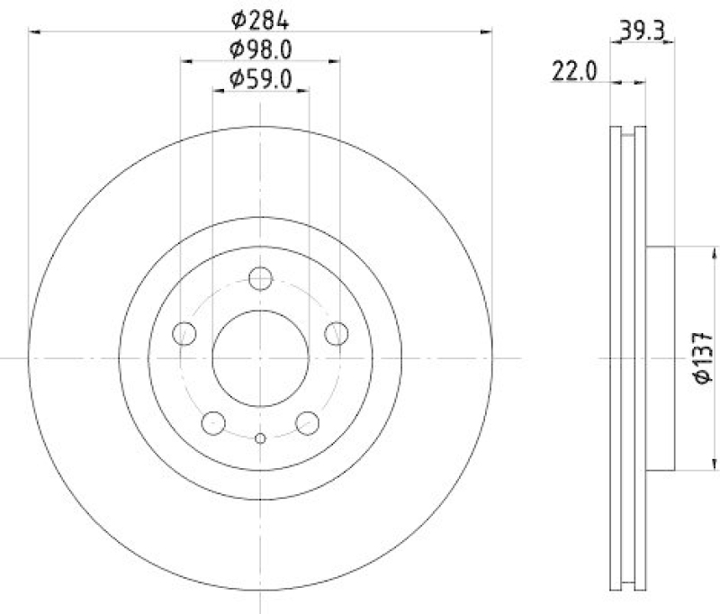 HELLA 8DD 355 105-491 Bremsscheibe f&uuml;r ALFA