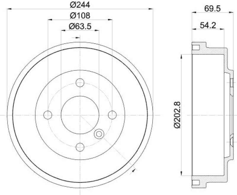 HELLA 8DT 355 303-421 Bremstrommel