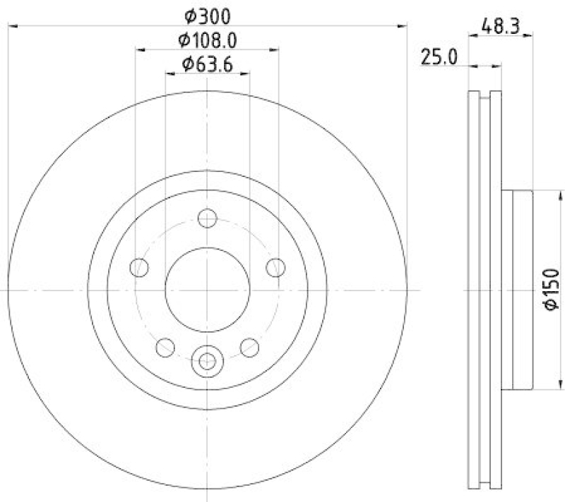 HELLA 8DD 355 119-511 Bremsscheibe f&uuml;r VOLVO V40 Schr&auml;gheck
