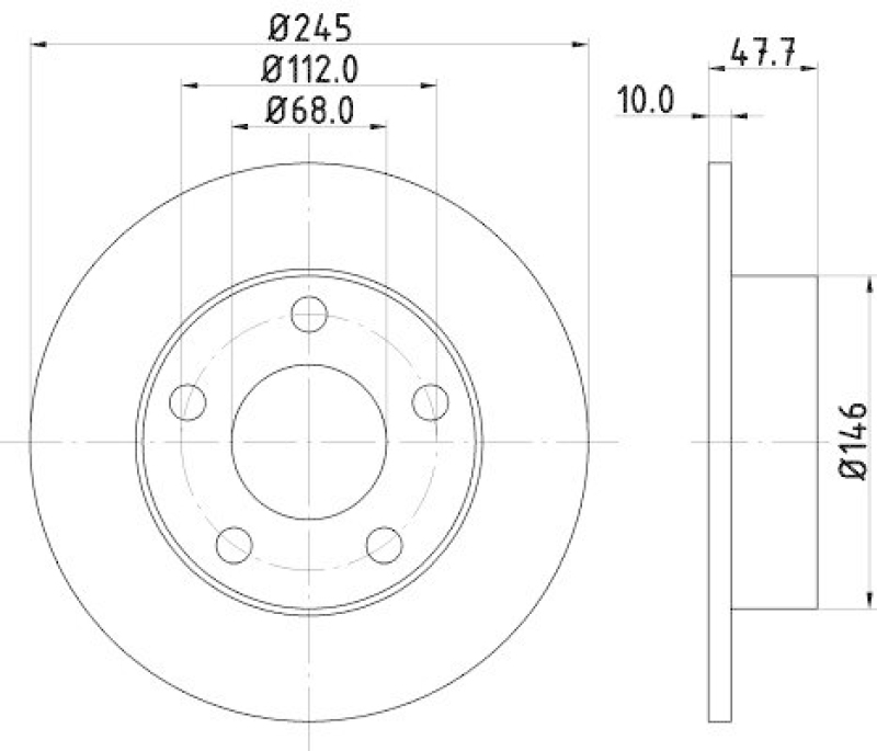 HELLA 8DD 355 105-681 Bremsscheibe f&uuml;r AUDI/VW