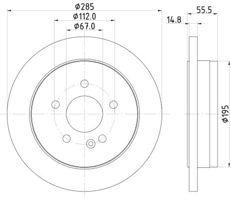 HELLA 8DD 355 105-851 Bremsscheibe f&uuml;r MB M-CLASS (W163)