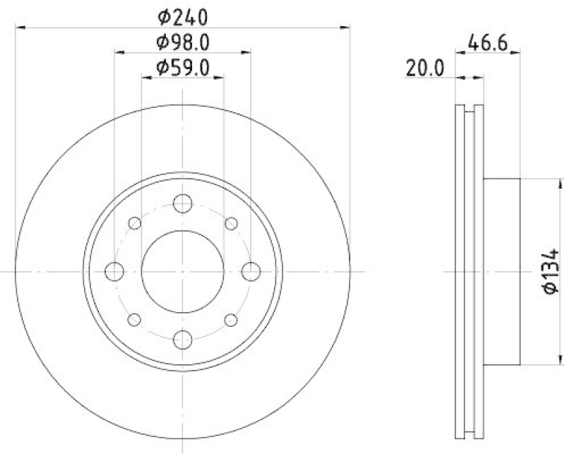 HELLA 8DD 355 105-881 Bremsscheibe f&uuml;r FIAT