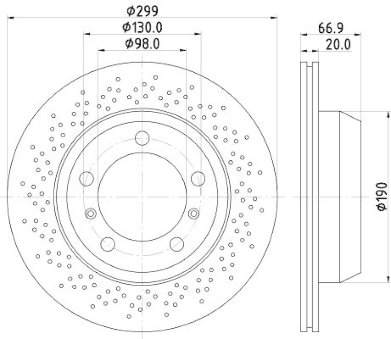 HELLA 8DD 355 120-221 Bremsscheibe für PORSCHE