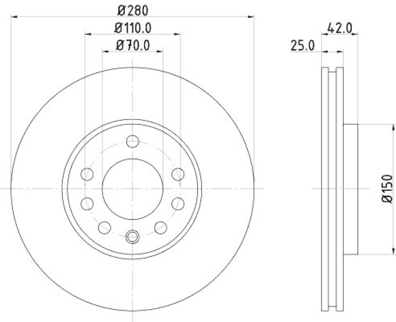 HELLA 8DD 355 106-071 Bremsscheibe f&uuml;r OPEL