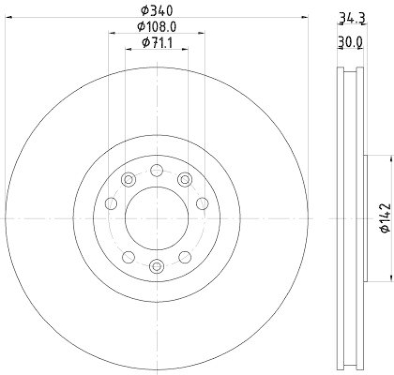 HELLA 8DD 355 120-511 Bremsscheibe f&uuml;r PEUGEOT RCZ