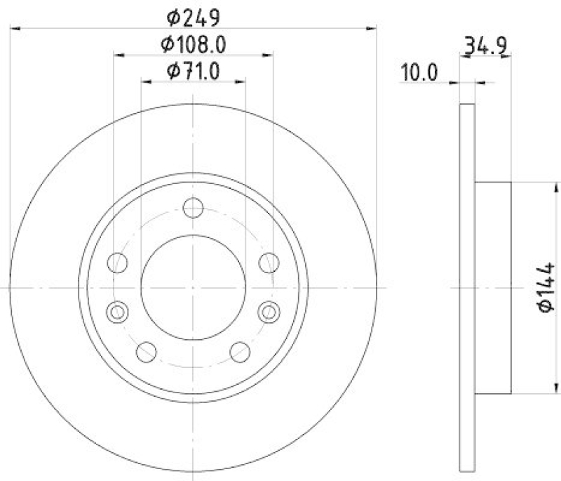 HELLA 8DD 355 120-581 Bremsscheibe f&uuml;r PEUGEOT
