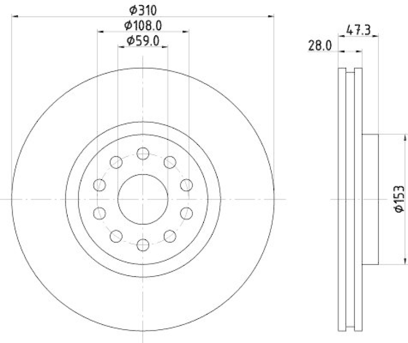HELLA 8DD 355 106-581 Bremsscheibe für ALFA/LANCIA