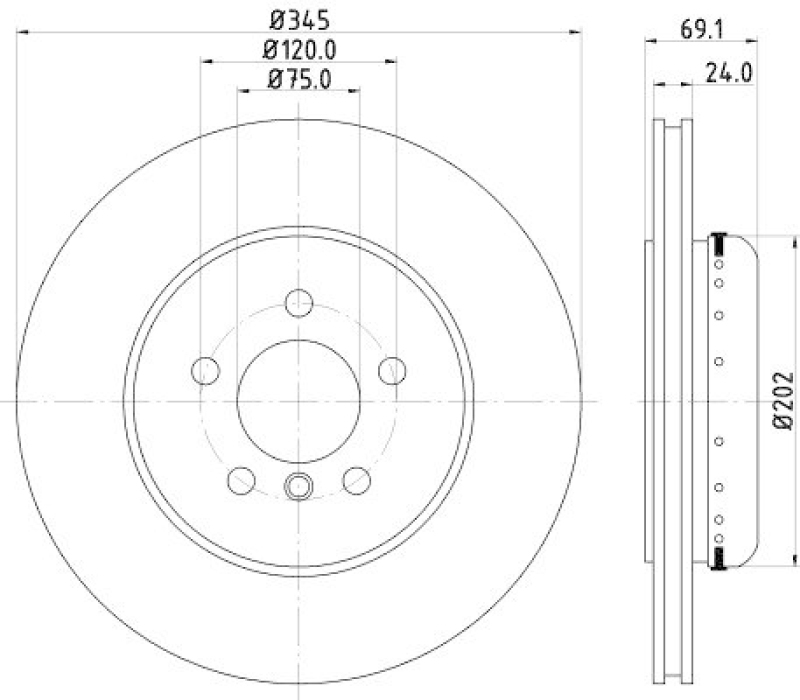 HELLA 8DD 355 120-871 Bremsscheibe f&uuml;r BMW