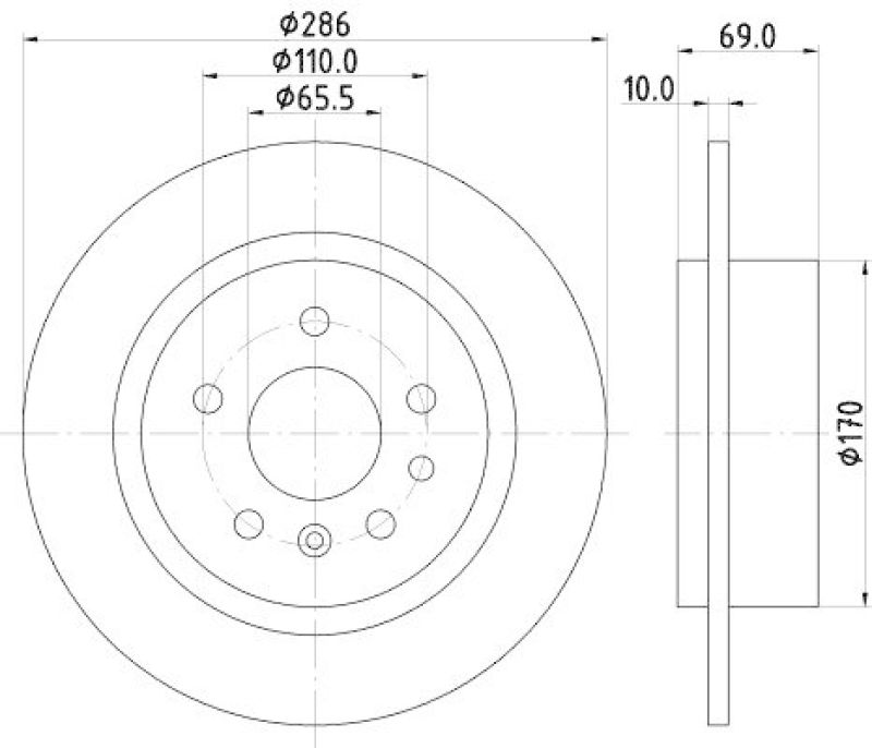 HELLA 8DD 355 107-001 Bremsscheibe f&uuml;r SAAB