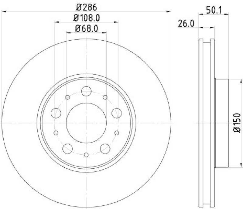 HELLA 8DD 355 107-051 Bremsscheibe f&uuml;r VOLVO
