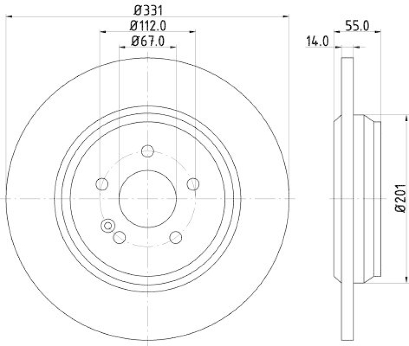 HELLA 8DD 355 107-241 Bremsscheibe f&uuml;r MB M-CLASS (W163)