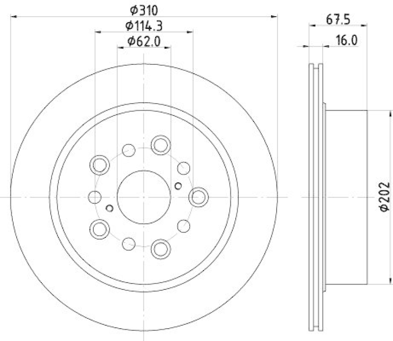 HELLA 8DD 355 122-231 Bremsscheibe, &Oslash; 310 mm f&uuml;r LEXUS LS (UCF30)