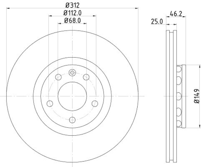 HELLA 8DD 355 107-521 Bremsscheibe f&uuml;r AUDI/VW/SKODA/SEAT