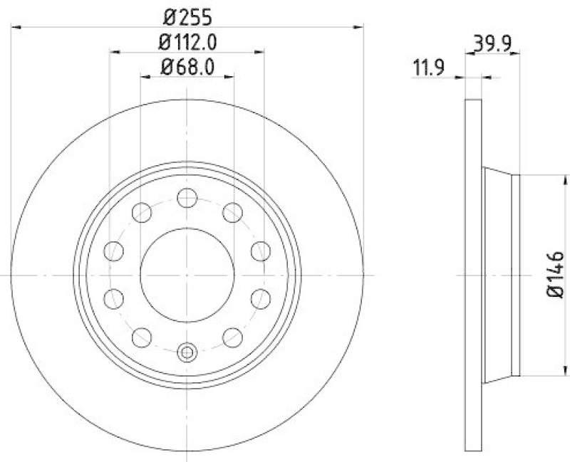 HELLA 8DD 355 107-561 Bremsscheibe f&uuml;r AUDI/SEAT