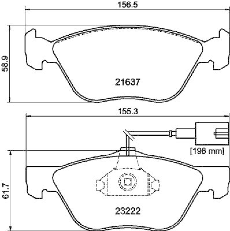 HELLA 8DB 355 008-611 Bremsbelagsatz, Scheibenbremsbelag f&uuml;r ALFA 166 (936_)