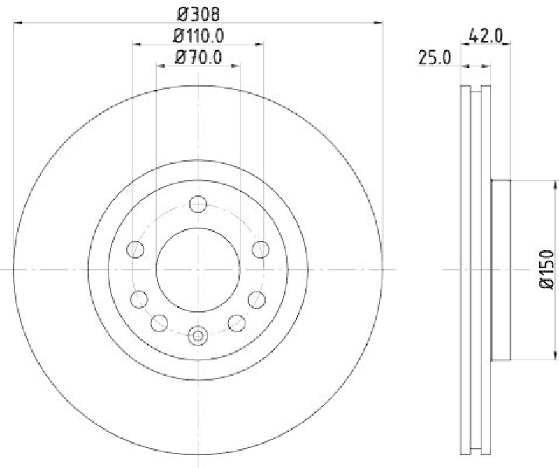 HELLA 8DD 355 108-231 Bremsscheibe f&uuml;r OPEL/SAAB