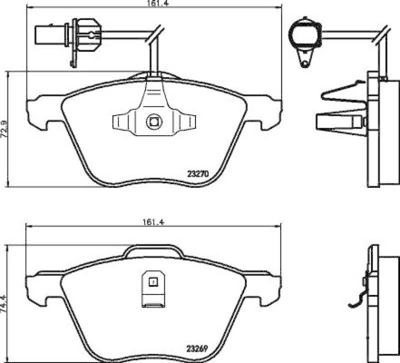 HELLA 8DB 355 008-921 Bremsbelagsatz, Scheibenbremsbelag für VW/SEAT/FORD