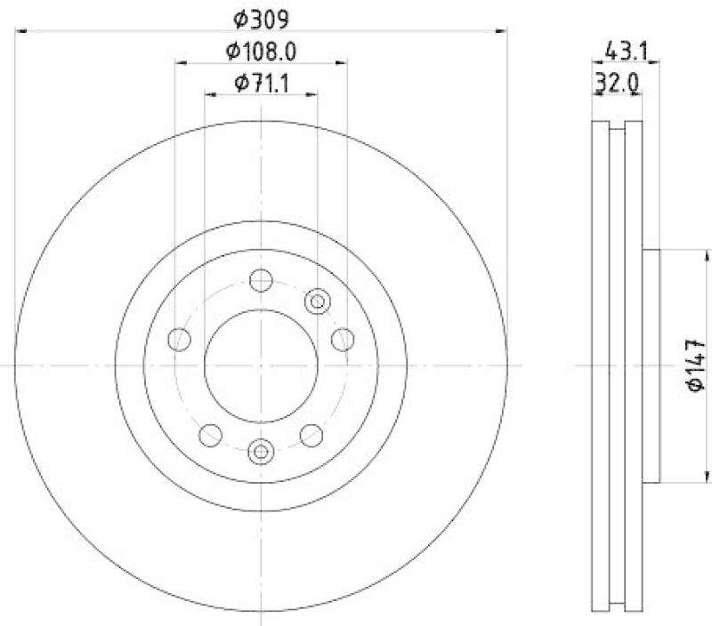HELLA 8DD 355 108-421 Bremsscheibe f&uuml;r PEUGEOT 607 (9D/9U)