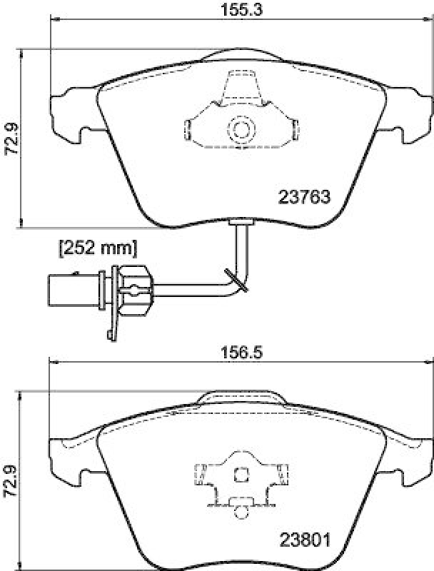 HELLA 8DB 355 009-201 Bremsbelagsatz, Scheibenbremsbelag für AUDI/SEAT