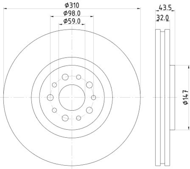 HELLA 8DD 355 109-131 Bremsscheibe f&uuml;r P.S.A/FIAT/LANCIA