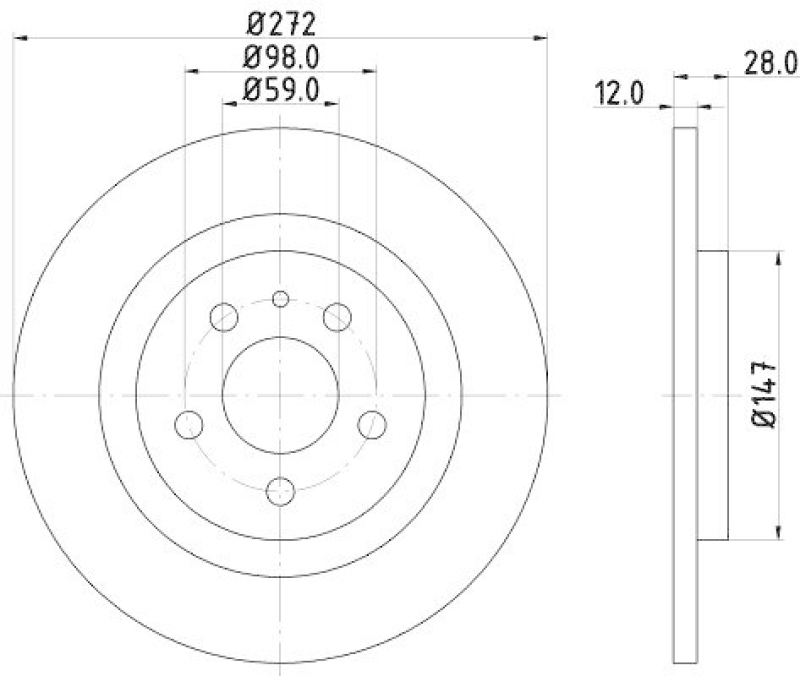 HELLA 8DD 355 109-151 Bremsscheibe f&uuml;r P.S.A/FIAT/LANCIA