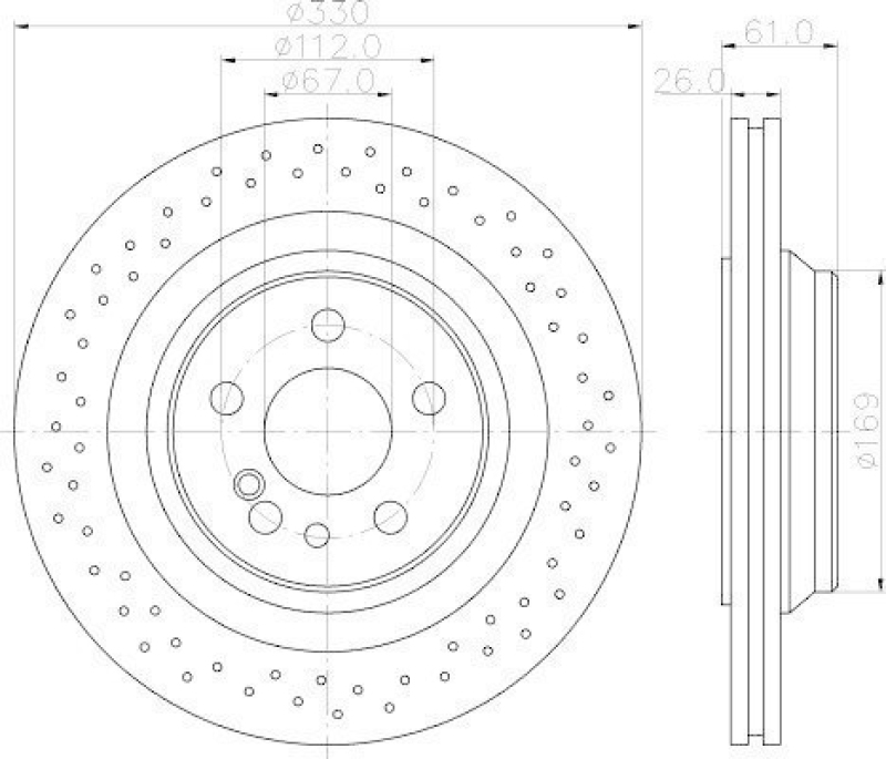 HELLA 8DD 355 110-191 Bremsscheibe f&uuml;r MB