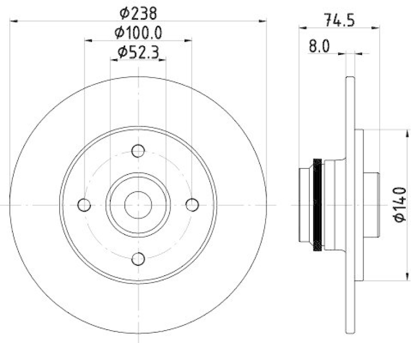 HELLA 8DD 355 125-161 Bremsscheibe f&uuml;r RENAULT