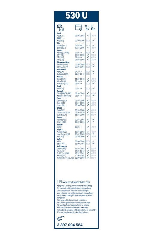 BOSCH 3 397 004 584 Wischblatt 530U Twin Scheibenwischer 530 mm