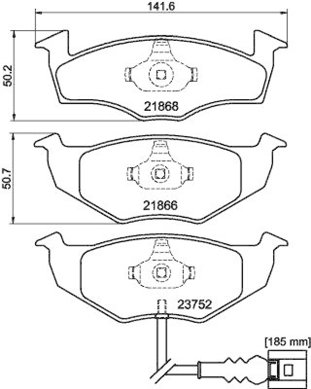 HELLA 8DB 355 009-801 Bremsbelagsatz, Scheibenbremsbelag f&uuml;r VW/SKODA