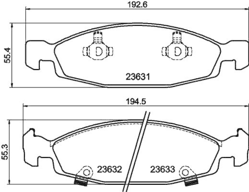 HELLA 8DB 355 009-881 Bremsbelagsatz, Scheibenbremsbelag f&uuml;r JEEP