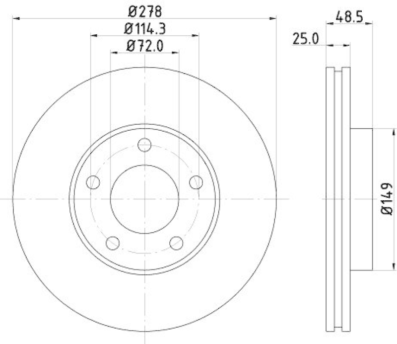 HELLA 8DD 355 110-881 Bremsscheibe f&uuml;r MAZDA