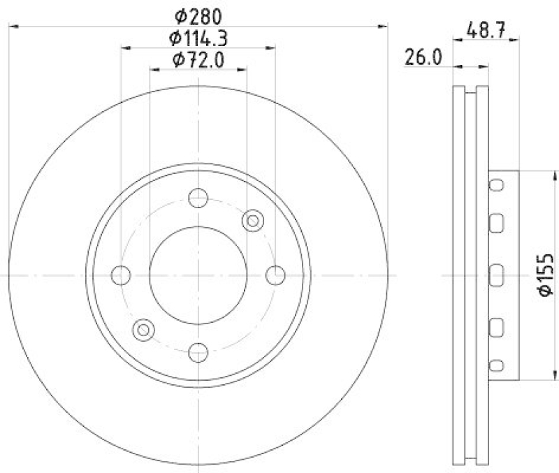 HELLA 8DD 355 111-021 Bremsscheibe f&uuml;r KIA CARENS II (FJ)